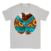 Moon Dust turquoise cowhide leopard sunflowers round Classic Tee - Artiststas