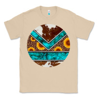 Mushroom turquoise cowhide leopard sunflowers round Classic Tee - Artiststas
