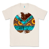 Natural turquoise cowhide leopard sunflowers round Classic Tee - Artiststas