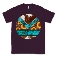 Plum turquoise cowhide leopard sunflowers round Classic Tee - Artiststas