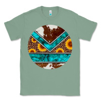 Sage turquoise cowhide leopard sunflowers round Classic Tee - Artiststas