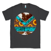 Smoke turquoise cowhide leopard sunflowers round Classic Tee - Artiststas