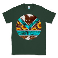 Sports Green turquoise cowhide leopard sunflowers round Classic Tee - Artiststas