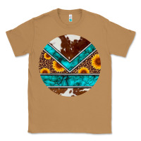 Toasted Coconut turquoise cowhide leopard sunflowers round Classic Tee - Artiststas