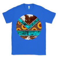 True Royal turquoise cowhide leopard sunflowers round Classic Tee - Artiststas