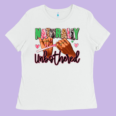 Ladies Tee Naturally unbothered afro nails