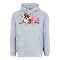 Heather Grey boxer dog with tutu Heavyweight Hoodie - LillyAllenDesigns