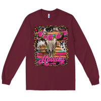 Burgundy howdy valentine's day bull skull Long Sleeve Tee - Jasminsmagicworld