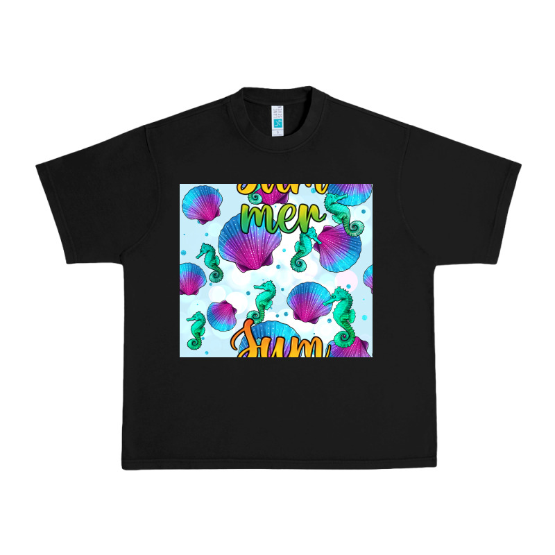 Seahorse And Sea Shell Seamless Pattern Urban Heavy Tee by BundleAndBundleShop | Teevron