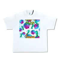White seahorse and sea shell seamless pattern Urban Heavy Tee - BundleAndBundleShop