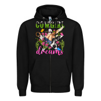 Black western rodeo cowgirl dreams Zipper Hoodie - NancyCooperArtShop
