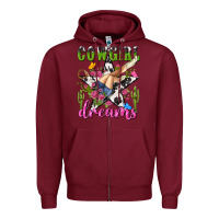 Burgundy western rodeo cowgirl dreams Zipper Hoodie - NancyCooperArtShop
