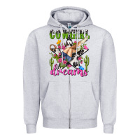 Heather Grey western rodeo cowgirl dreams Zipper Hoodie - NancyCooperArtShop