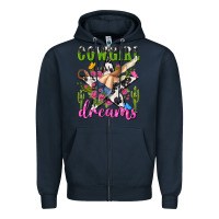 Navy western rodeo cowgirl dreams Zipper Hoodie - NancyCooperArtShop