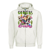 Oatmeal Heather western rodeo cowgirl dreams Zipper Hoodie - NancyCooperArtShop