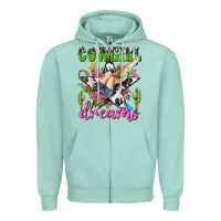 Seafoam western rodeo cowgirl dreams Zipper Hoodie - NancyCooperArtShop