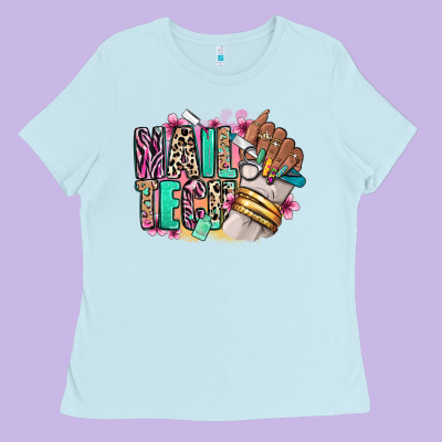 Ladies Tee Nail Tech afro nail art