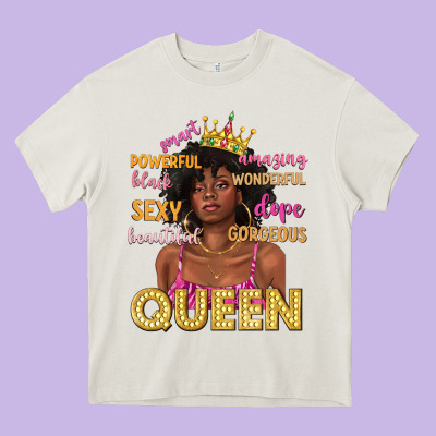 Queen Afro Woman Heavy Core Tee Designed By Texasbilliewilder
