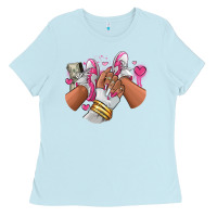Baby Blue Pink and white sneaker girl Ladies Tee - RanaPortraitStore