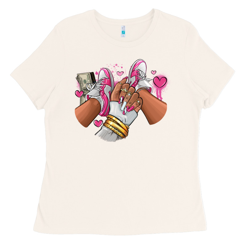 Pink And White Sneaker Girl Ladies Tee by RanaPortraitStore | Teevron