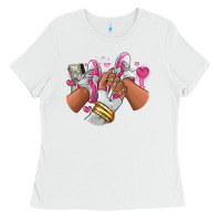 White Pink and white sneaker girl Ladies Tee - RanaPortraitStore