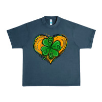 Midnight Navy St. Patrick's Day Heart with Shamrock Urban Heavy Tee - Jasminsmagicworld