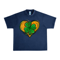Navy St. Patrick's Day Heart with Shamrock Urban Heavy Tee - Jasminsmagicworld