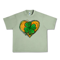 Oil Green St. Patrick's Day Heart with Shamrock Urban Heavy Tee - Jasminsmagicworld
