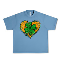 Pebble Blue St. Patrick's Day Heart with Shamrock Urban Heavy Tee - Jasminsmagicworld