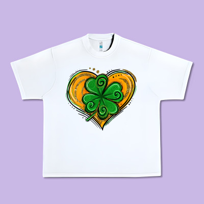 St. Patrick's Day Heart With Shamrock Urban Heavy Tee Designed By Jasminsmagicworld