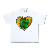 White St. Patrick's Day Heart with Shamrock Urban Heavy Tee - Jasminsmagicworld