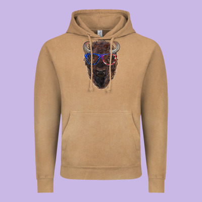 Bison With American Flag Glasses Vintage Hoodie Designed By Ranaportraitstore