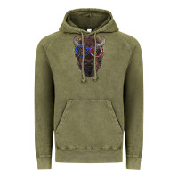 Vintage Olive bison with american flag glasses Vintage Hoodie - RanaPortraitStore