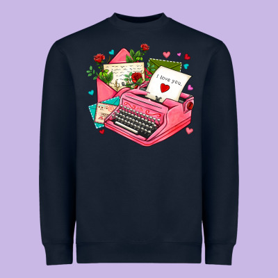 Pink Typewriter And Letters Heavyweight Sweatshirt Designed By Adodesignshop