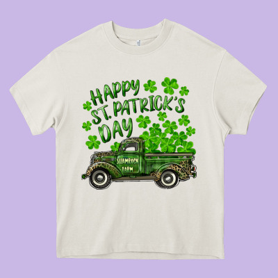 Heavy Core Tee Happy st. patrick's day shamrock farm truck