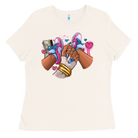 Bone Pink and blue sneaker girl Ladies Tee - RanaPortraitStore