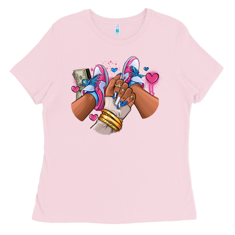 Pink And Blue Sneaker Girl Ladies Tee by RanaPortraitStore | Teevron