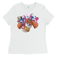 White Pink and blue sneaker girl Ladies Tee - RanaPortraitStore