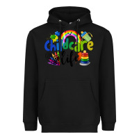 Black Childcare Life Heavyweight Hoodie - LillyAllenDesigns