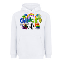 White Childcare Life Heavyweight Hoodie - LillyAllenDesigns