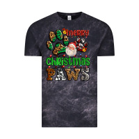 Cloud Black merry christmas paws with santa Vintage Tee - AdoDesignShop