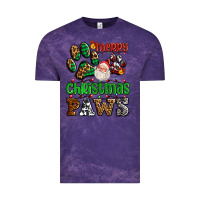 Cloud Purple merry christmas paws with santa Vintage Tee - AdoDesignShop