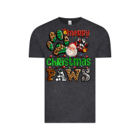 Vintage Black merry christmas paws with santa Vintage Tee - AdoDesignShop