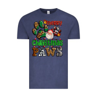 Vintage Denim merry christmas paws with santa Vintage Tee - AdoDesignShop