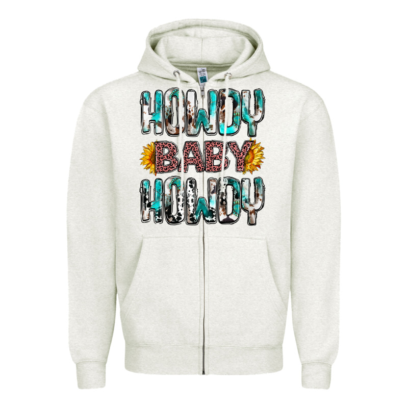 Western Howdy Baby Howdy Zipper Hoodie by NancyCooperArtShop | Teevron