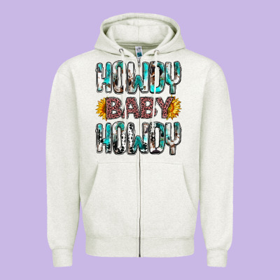 Western Howdy Baby Howdy Zipper Hoodie Designed By Nancycooperartshop