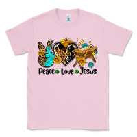 Bubblegum Pink peace love jesus Classic Tee - AdoDesignShop