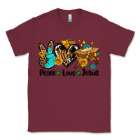 Burgundy peace love jesus Classic Tee - AdoDesignShop