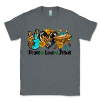 Charcoal Heather peace love jesus Classic Tee - AdoDesignShop