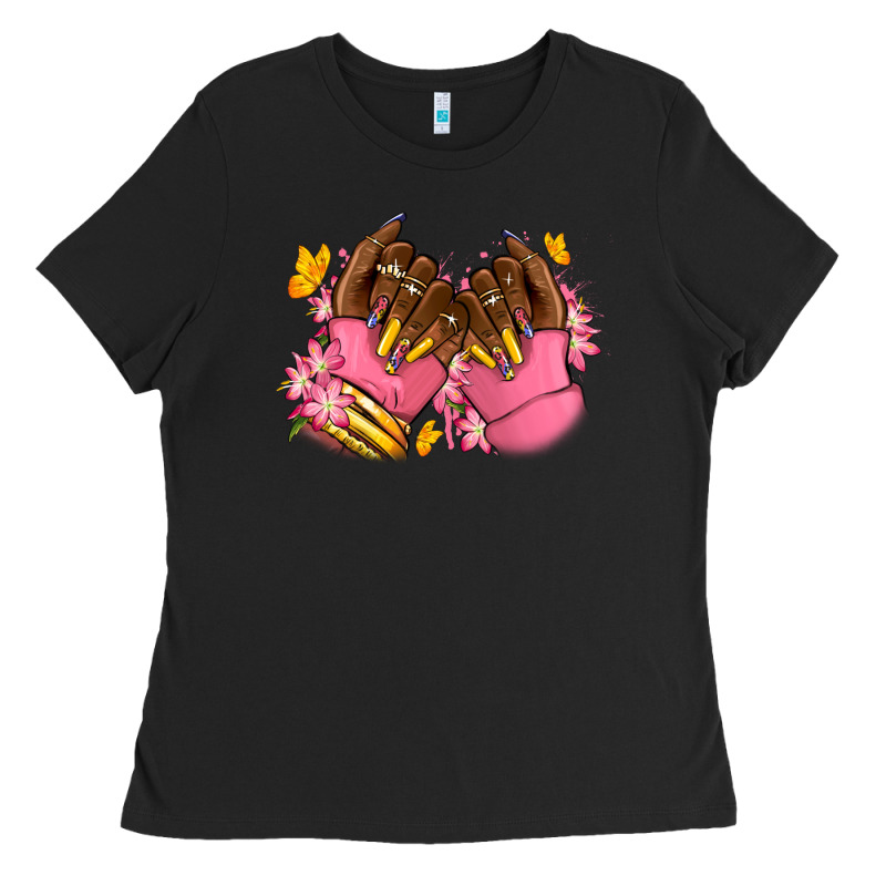 Pink Afro Nails Ladies Tee by RanaPortraitStore | Teevron